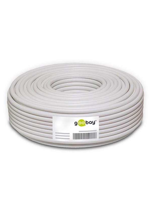 Goobay Högtalarkabel vit CCA 25 m rulle, tvärsnitt 2 x 2,5 mm2