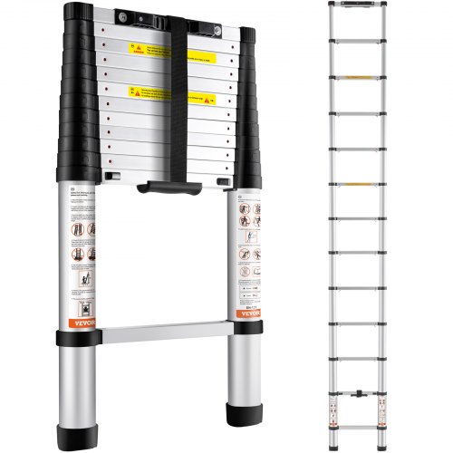VEVOR Telescoping Ladder Aluminum Extension Step 381 cm Multi-purpose Portable