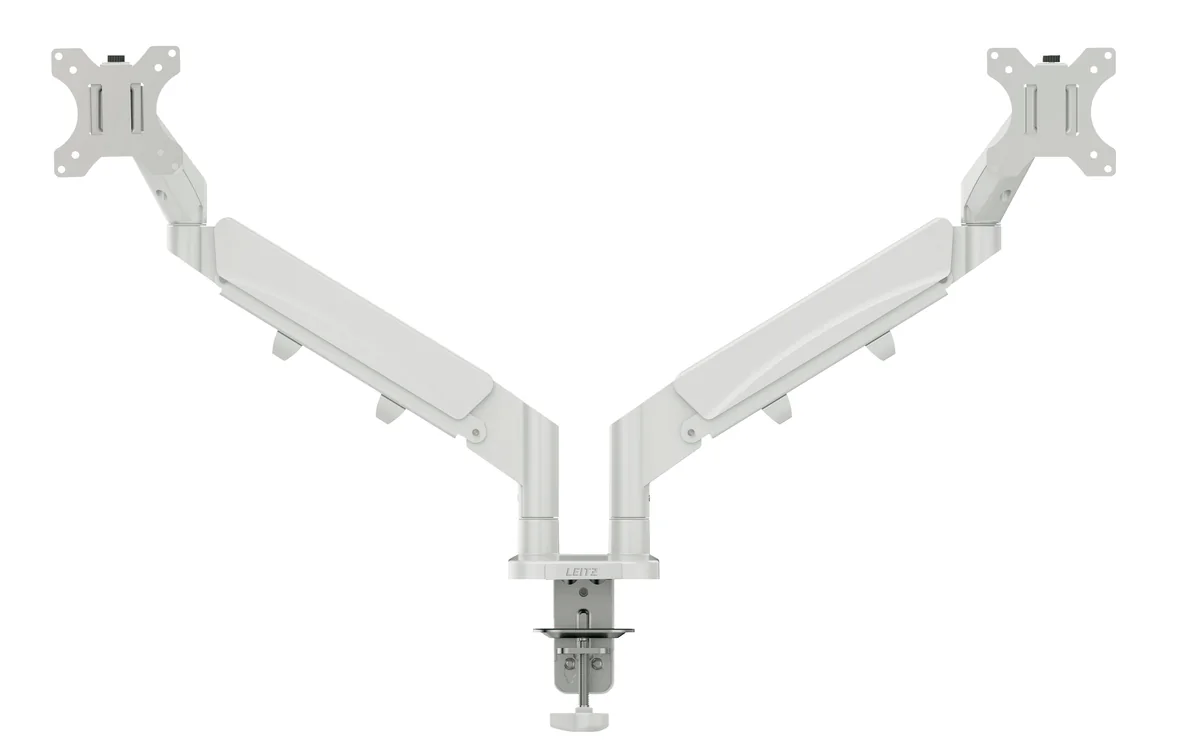 Leitz Ergo monitorivarsi kahdelle näytölle, Kiinnike/läpivientisuojus, 18 kg, 43,2 cm (17), 81,3 cm (32), 100 x 100 mm, Harmaa
