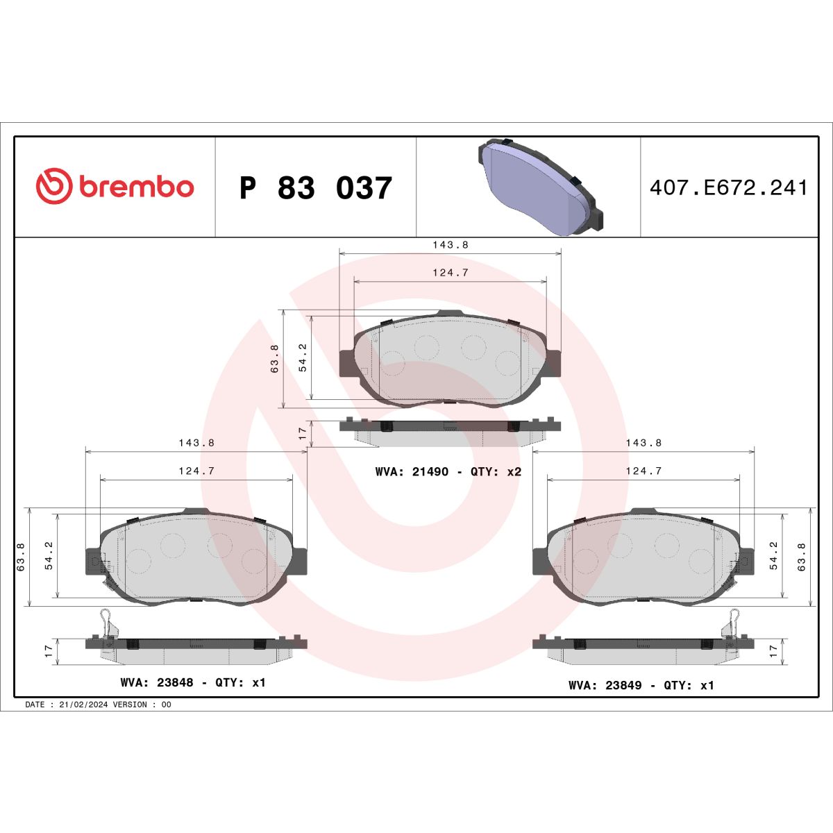 Jarrupalat, levyjarru BREMBO P 83 037