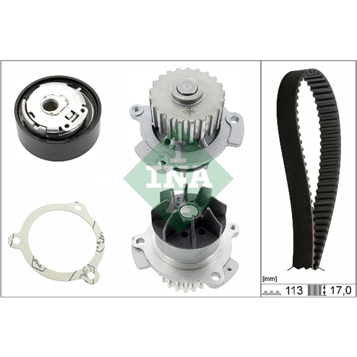 Vesipumppu + jakohihnasarja INA 530 0663 30