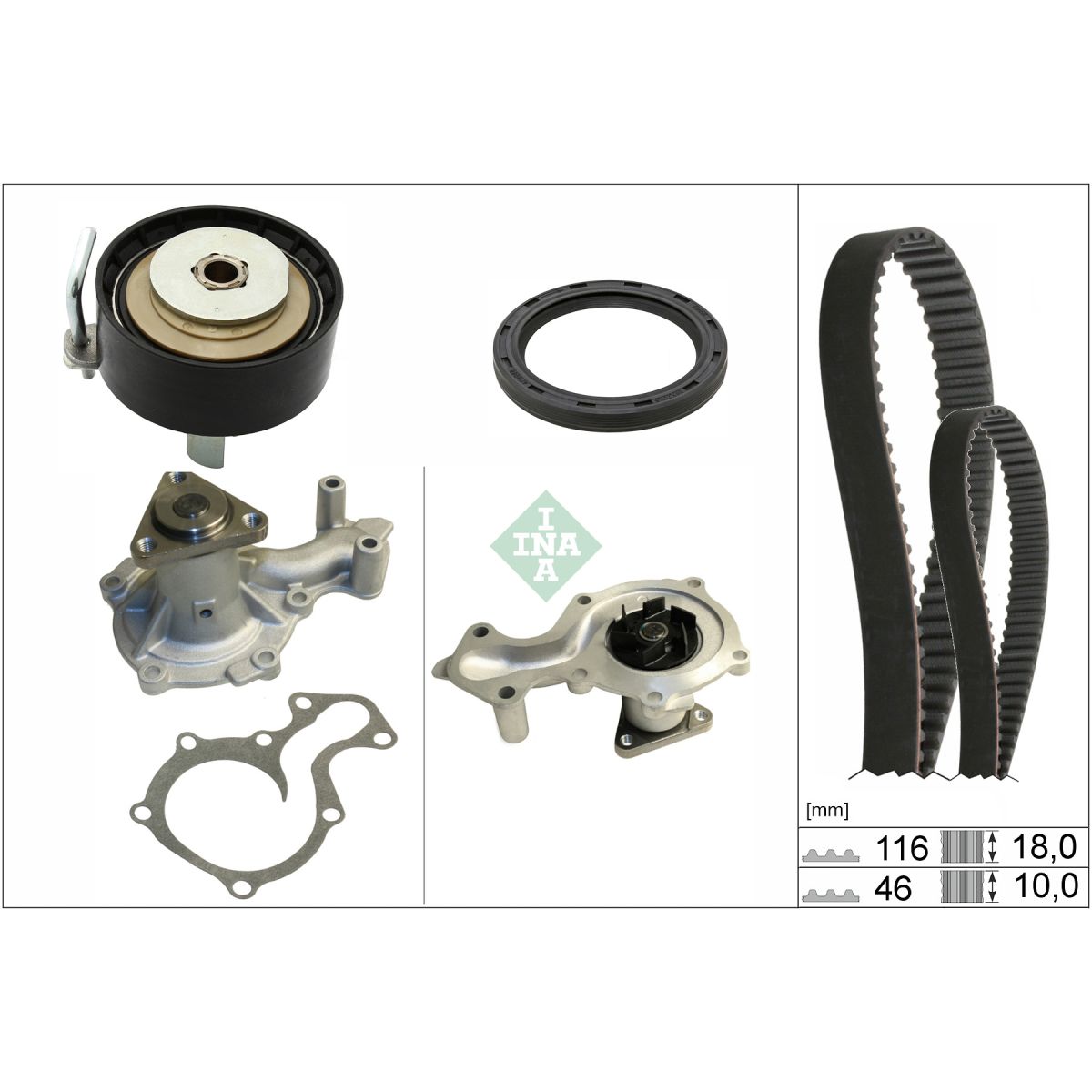 Vesipumppu + jakohihnasarja INA 530 0959 30