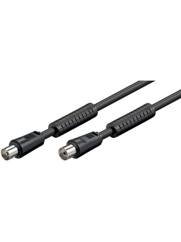 Goobay Antennkabel med ferrit (80 dB), dubbelskärmad koaxial-plugg > koaxial-plugg (helt skärmad)