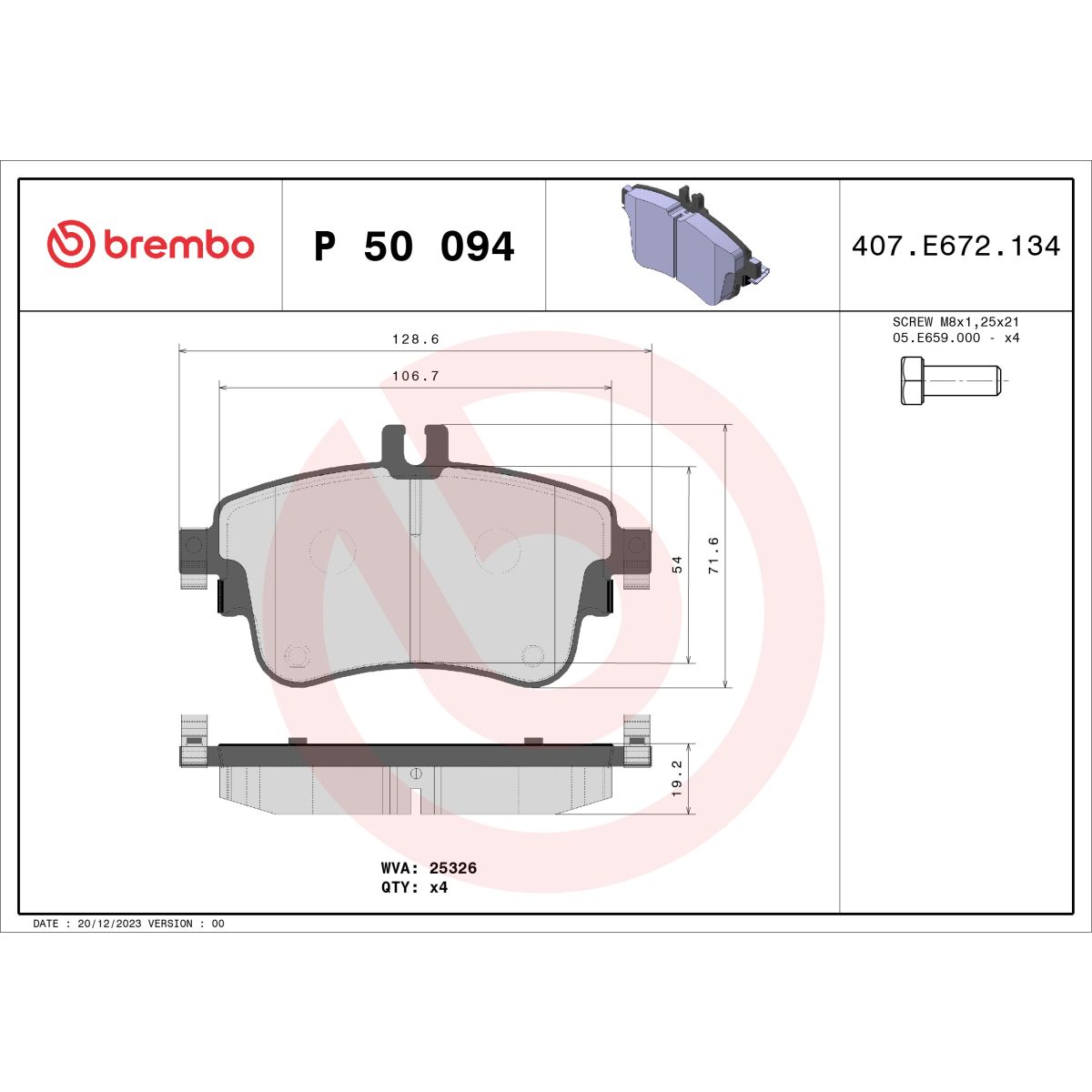Jarrupalat, levyjarru BREMBO P 50 094X