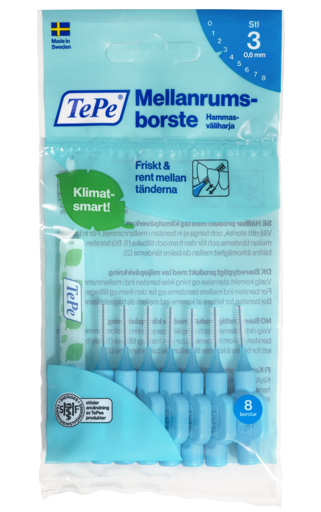 Tepe Hammasväliharja 0,6mm sininen 8 kpl