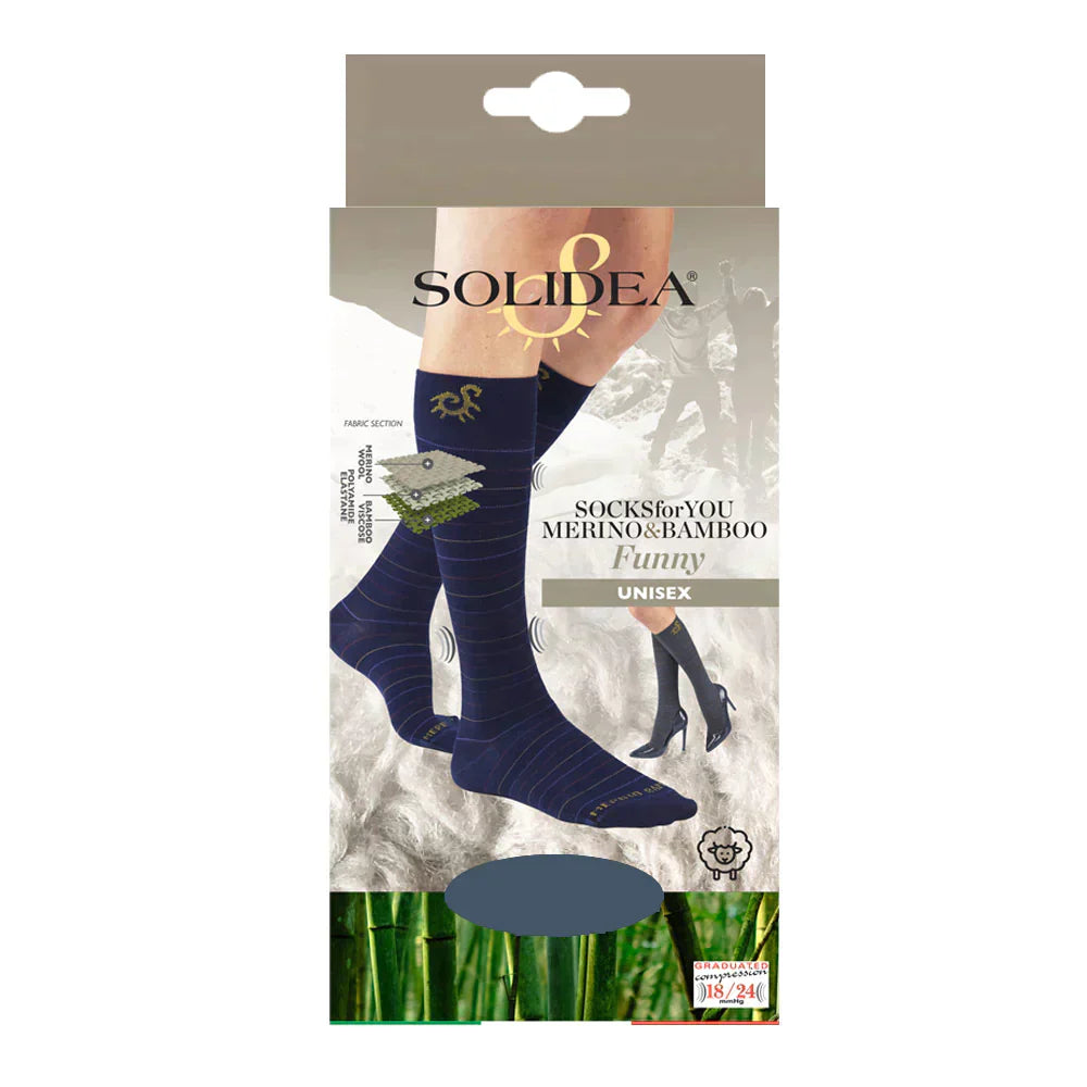 Solidea Socks For You Merino Bamboo Funny Polvisukat 18 24mmHg Mustat 5XXL