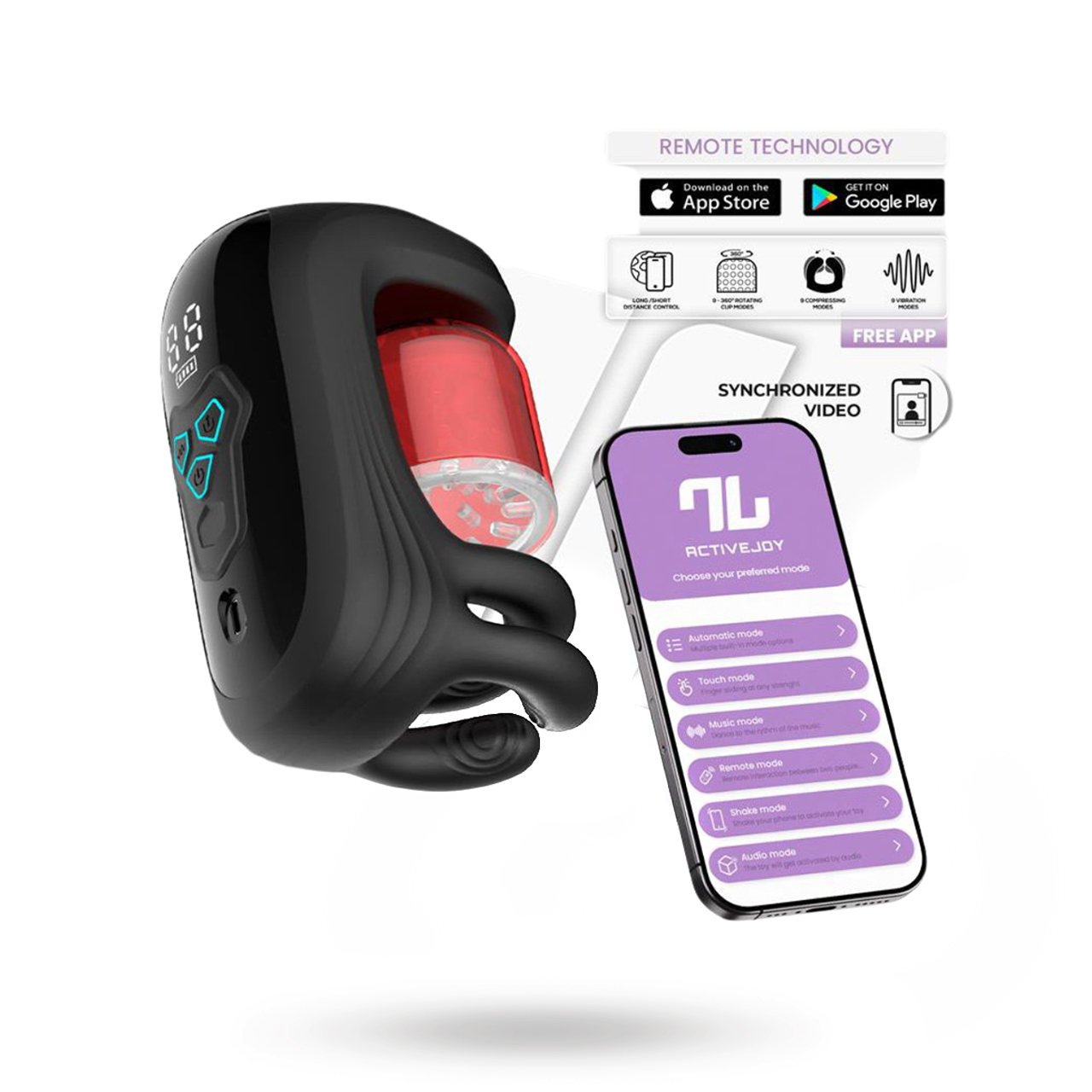 Torky Compressing Rotating App Masturbator Automaattinen masturbaattori