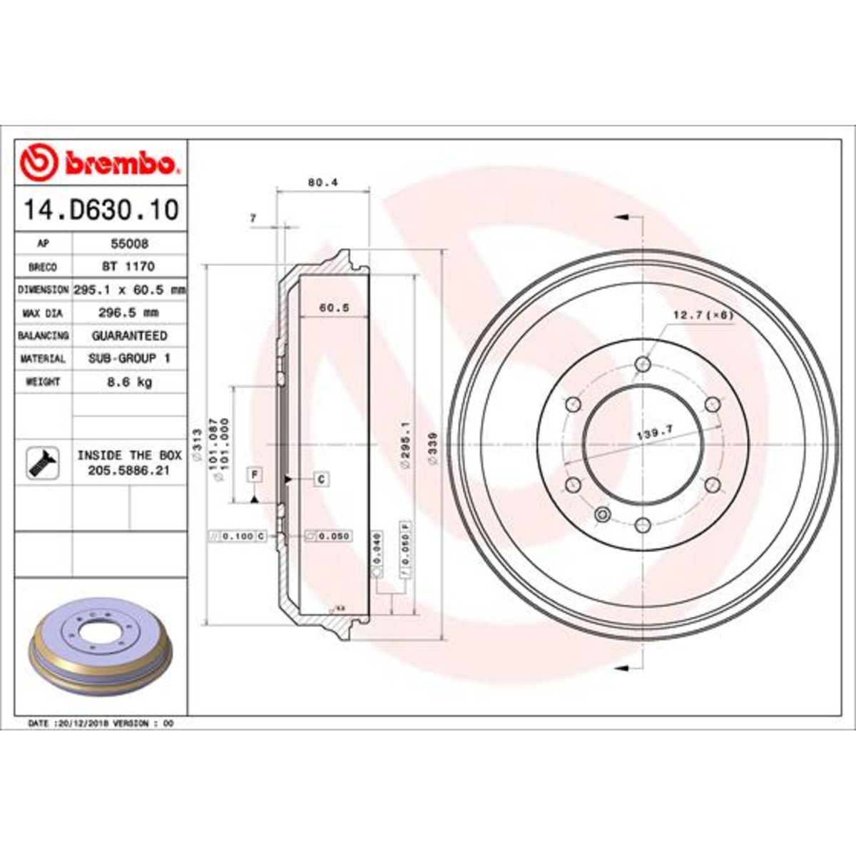 Jarrurumpu BREMBO 14.D630.10