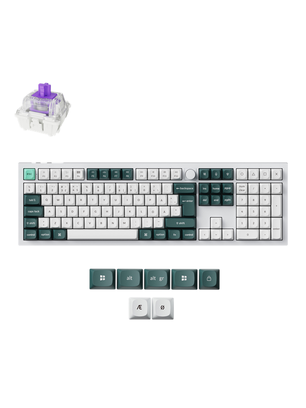 Keychron Q6 HE 100% Knob Wireless Tri-Mode QMK - Gateron 2.0 Magnetic Switch - Shell White - Pelinäppäimistö - Pohjoismainen - Valkoinen