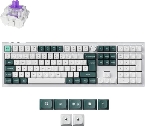 Keychron Q6 HE 100% Knob Wireless Tri-Mode QMK - Gateron 2.0 Magnetic Switch - Shell White - Pelinäppäimistö - Pohjoismainen - Valkoinen