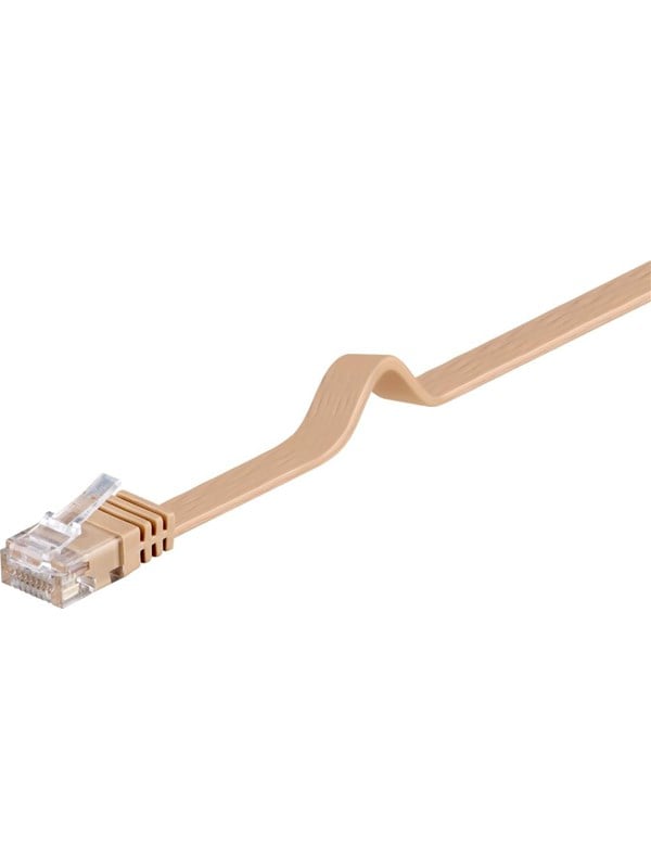 Goobay CAT 6 platt patchkabel, U/UTP, ljusbrun kopparledare (CU)