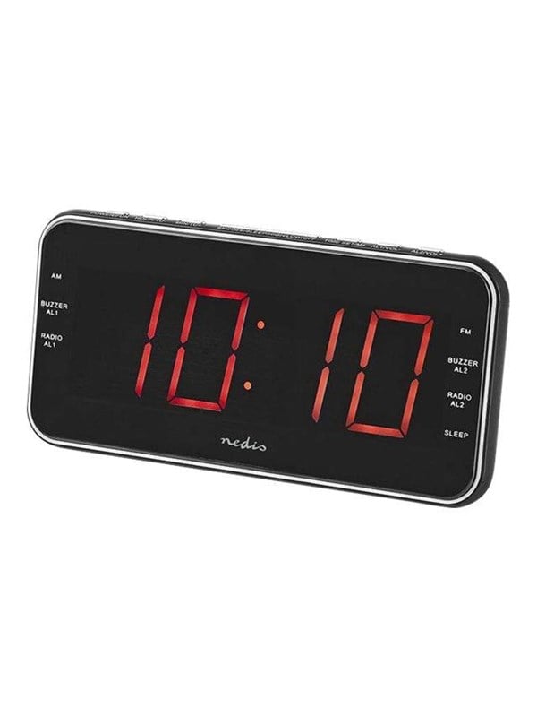 Nedis Digitaalinen Kelloradio | LED | 1x 3.5 mm Audio Input | Ajan heijastus | AM / FM | Torkkutoiminto | Uniajastus | Hälytysten lukumäärä: 2 | Musta