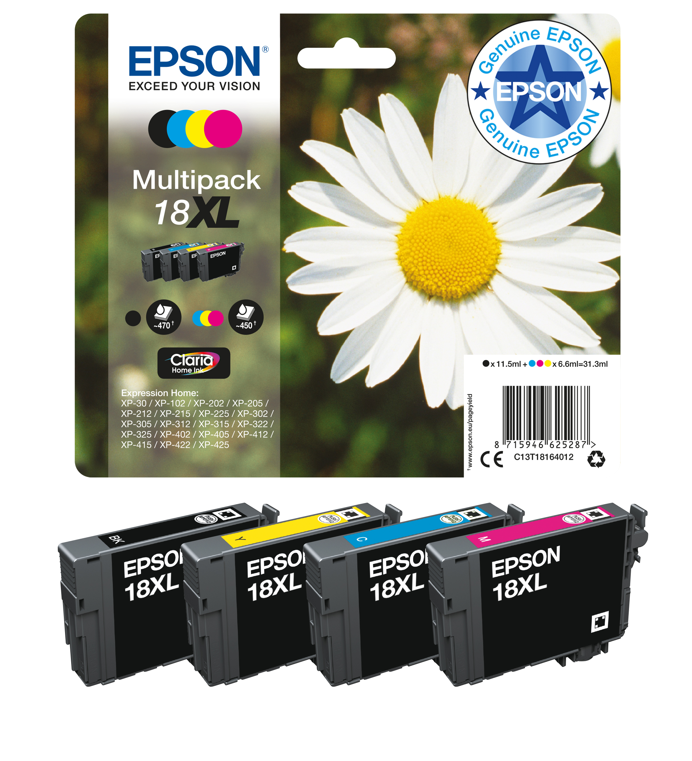 Epson 18 -mustekasetti, 3.3 ml, keltainen