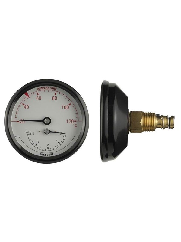 Erik Færgemann Termo/pressure gauge 1/2xø80 0-4 bar/20-120 °c