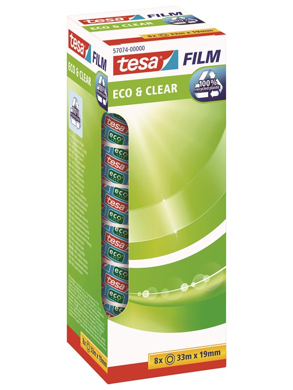 tesa film eco & clear tape 8 x 33m x 19mm Läpinäkyvä