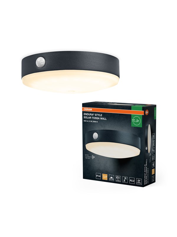 OSRAM LED-anturiseinälamppu ENDURA STYLE TOSSA Solar 16 cm 830