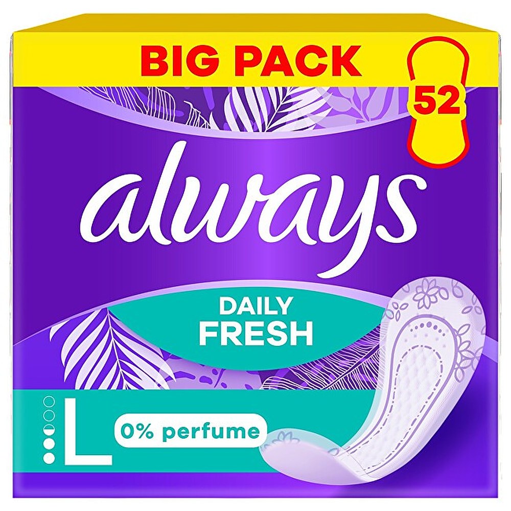 Always Päivittäin Fresh Pitkät hajusteeton alushousunsuoja 52 kpl