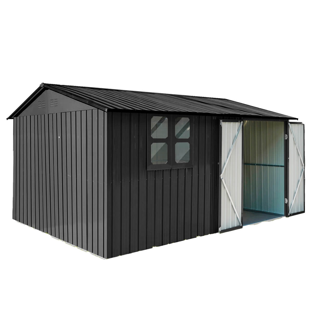 Pihavarasto ikkunalla 375x286x162 cm, Fornorth