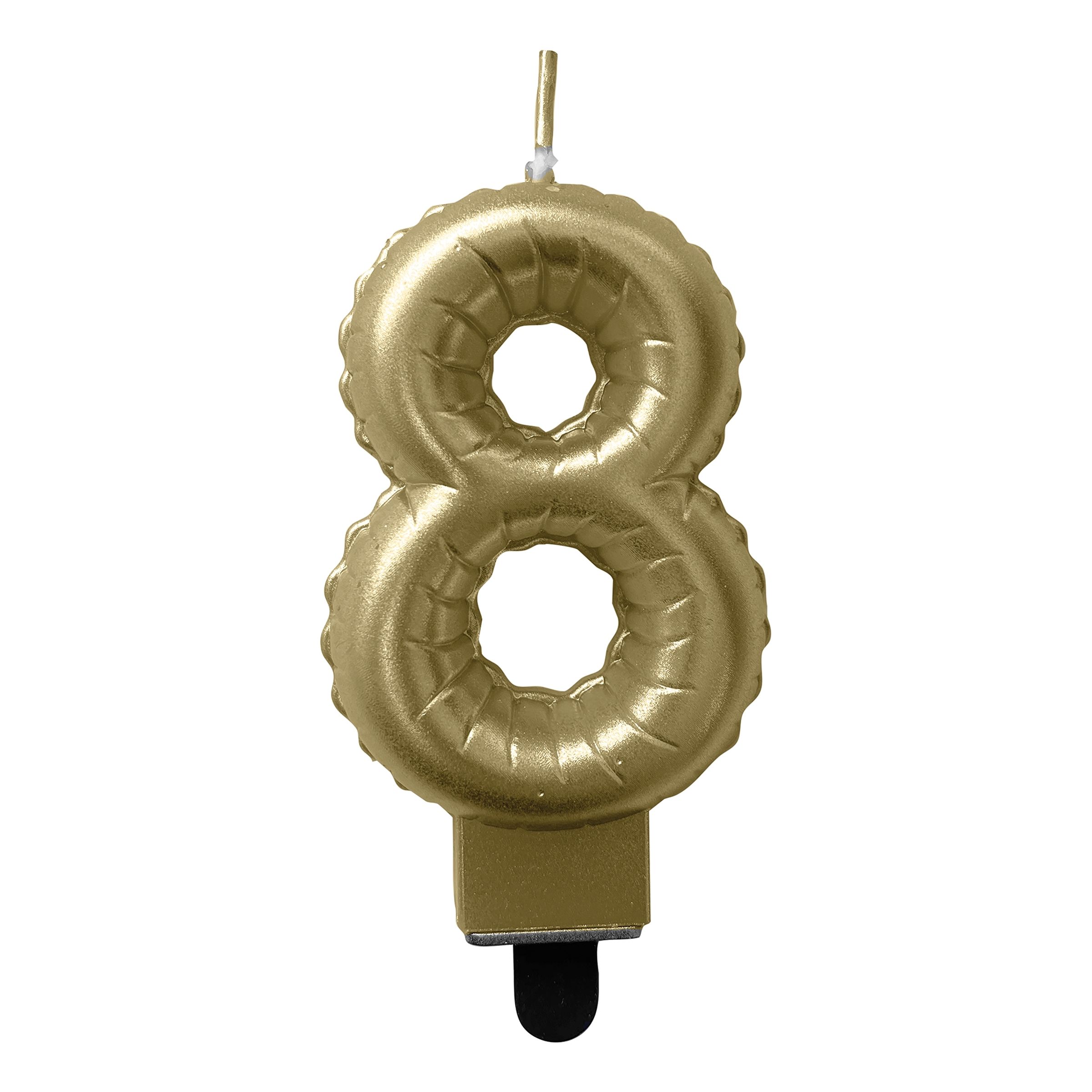 Kakkukynttilä Numeroilmapallo Kulta - Numero 8