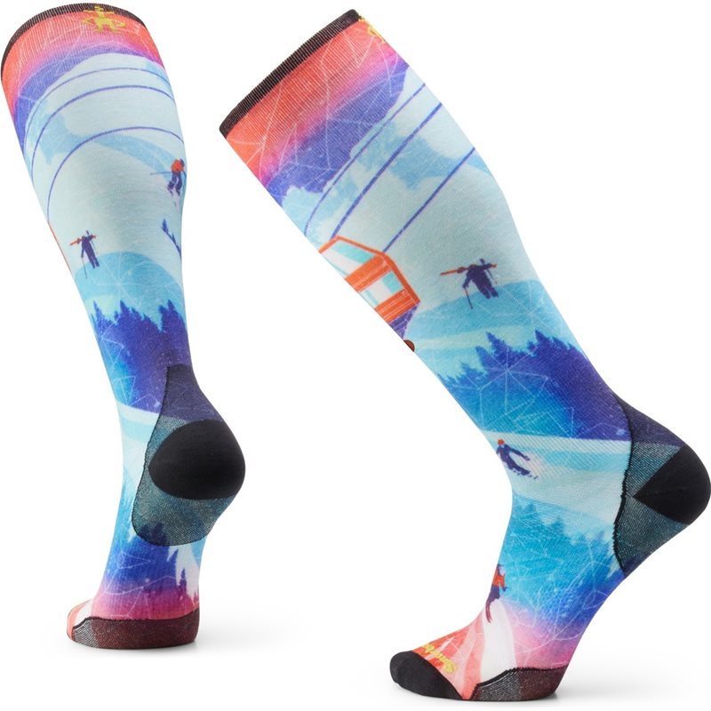 Smartwool Ski Zero Cushion Ski Day Print Otc Socks Laguna Blue - M