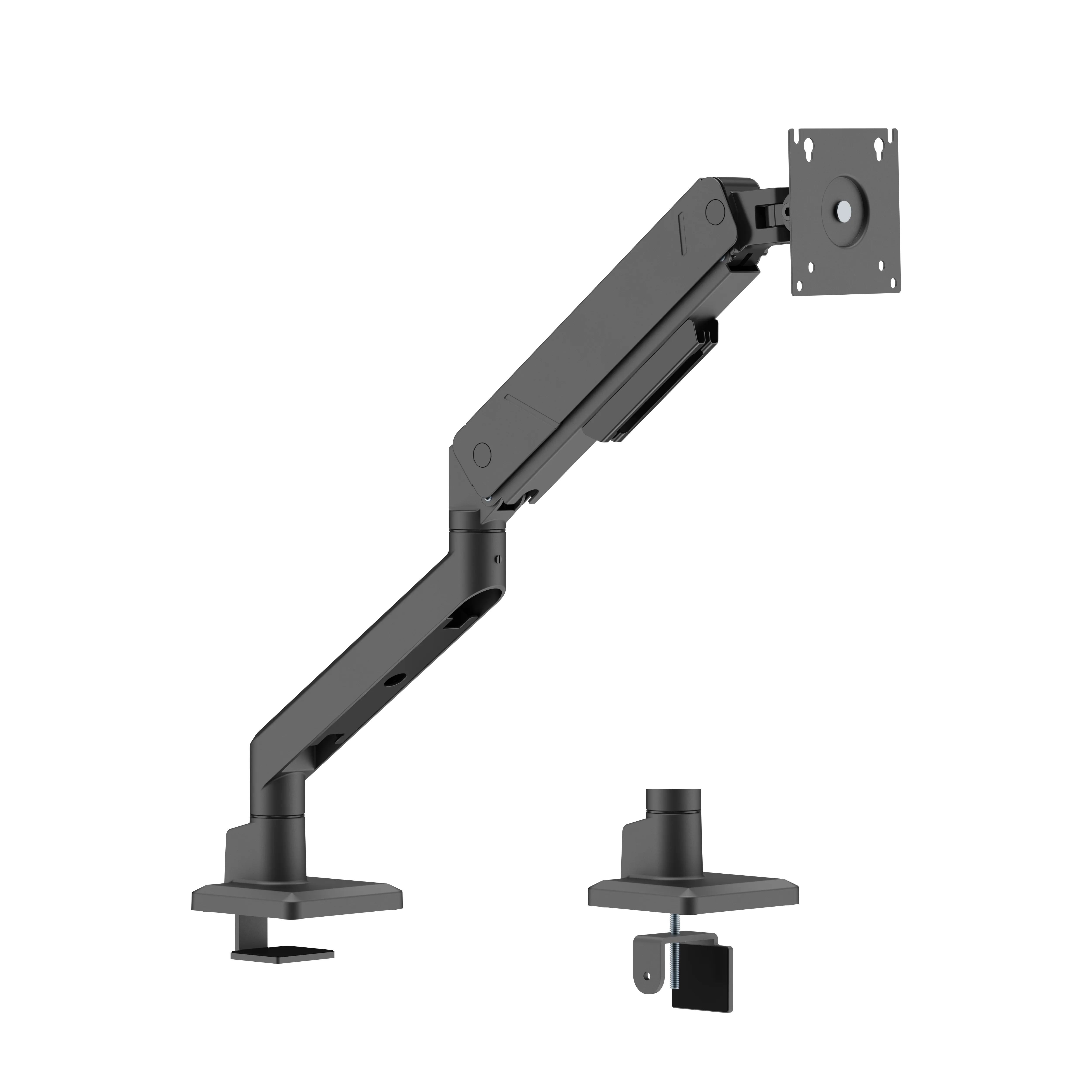 DELTACO ARM-536-1 -pöytäteline yhdelle näytölle 17-45", kaasujousella, 16 kg, VESA 75/100, musta