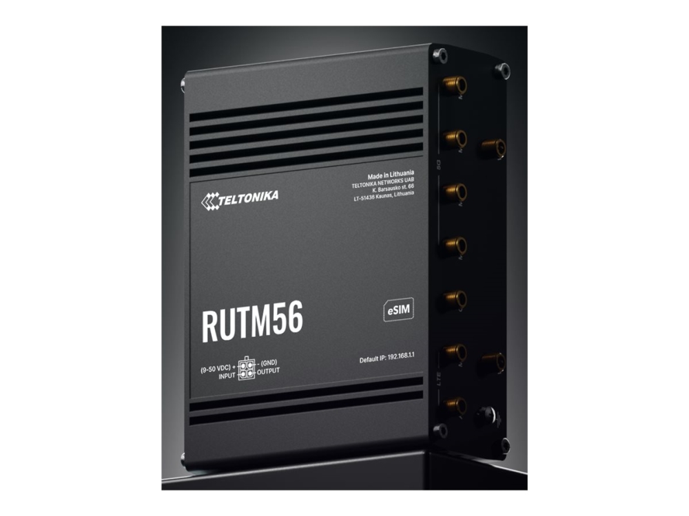 Teltonika RUTM56 - wireless router - WWAN - Wi-Fi 5 - 5G 4G 3G 2G - DIN rail mountable wall-mountable surface-mountable - Wireless router 802.11a/b/g/n/Wi-Fi 5 Wave 2