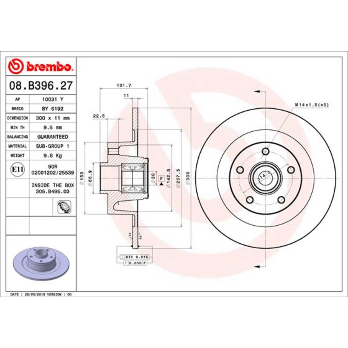 Jarrulevy BREMBO 08.B396.27