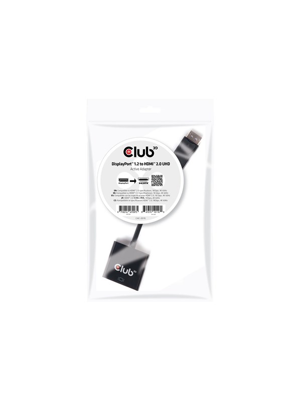 Club 3D CAC-2070 - Aktiivinen DisplayPort 1.2 - HDMI 2.0 -sovitin, Musta