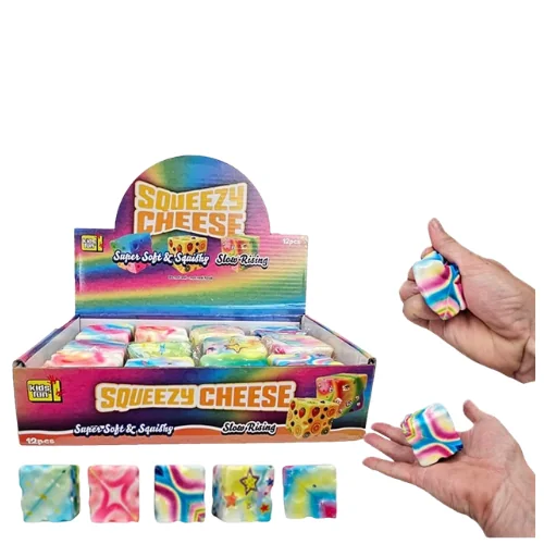 Squishy Cheese Slow-Rise Printed Squeeze Toy – 4,5 × 4,5 cm
