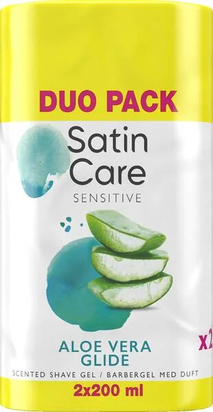 Naisten parranajogeeli, aloe vera, herkälle iholle, 2 x 200 ml