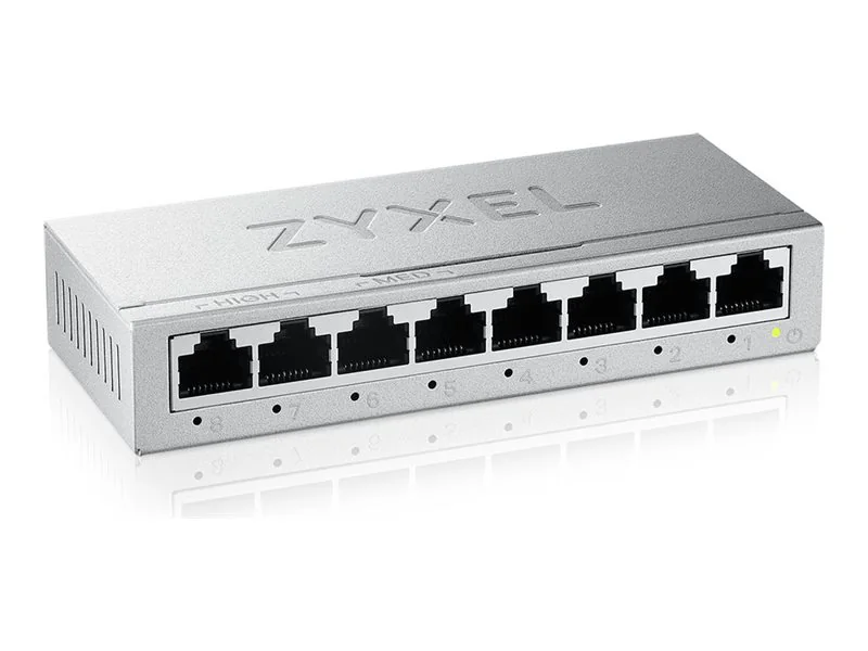 Zyxel GS-100 series GS-108B - Versio 5 - Kytkin - Hallitsematon - 8 x 10/100/1000 - Työpöytä, seinäasennettava