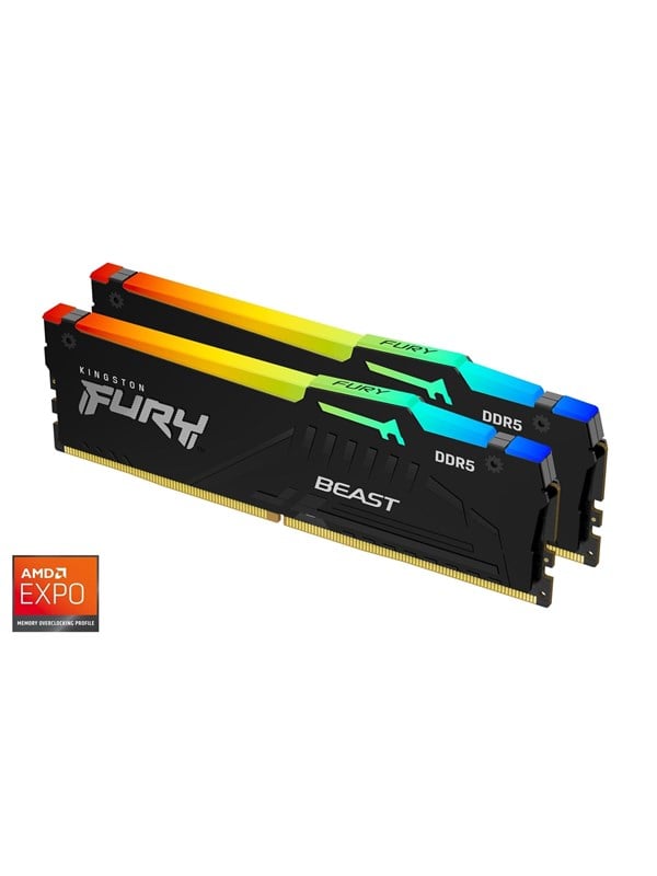 Kingston FURY Beast RGB DDR5-5600 - 32GB - CL36 - Dual Channel (2 pcs) - AMD EXPO & Intel XMP - Musta RGB