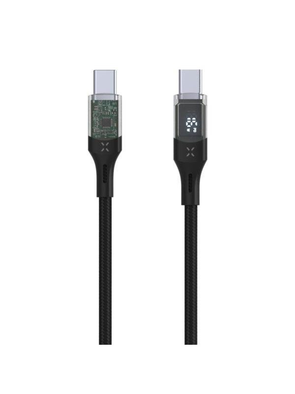 Korjattu Korjattu | USB-C/USB-C-kaapeli näytöllä, PD-tuki, 1,2m, USB 2.0, 100W | FIXDD-CC12-BK