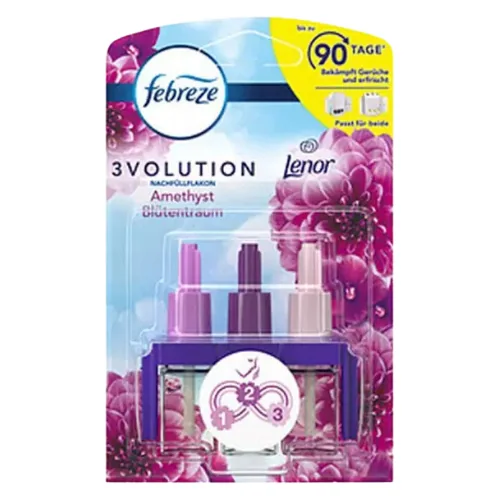 Febreze 3Volution Sähköisen Ilmanraikastimen Täyttöpullo Lenor Amethyst Blossom Dream – 20 ml