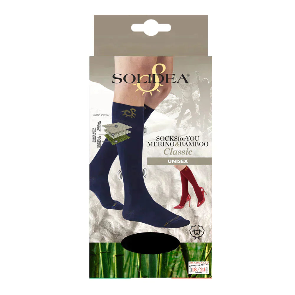 Solidea Sukat For You Merino Bamboo Classic polvipituiset 18 24 mmHg harmaa 2M