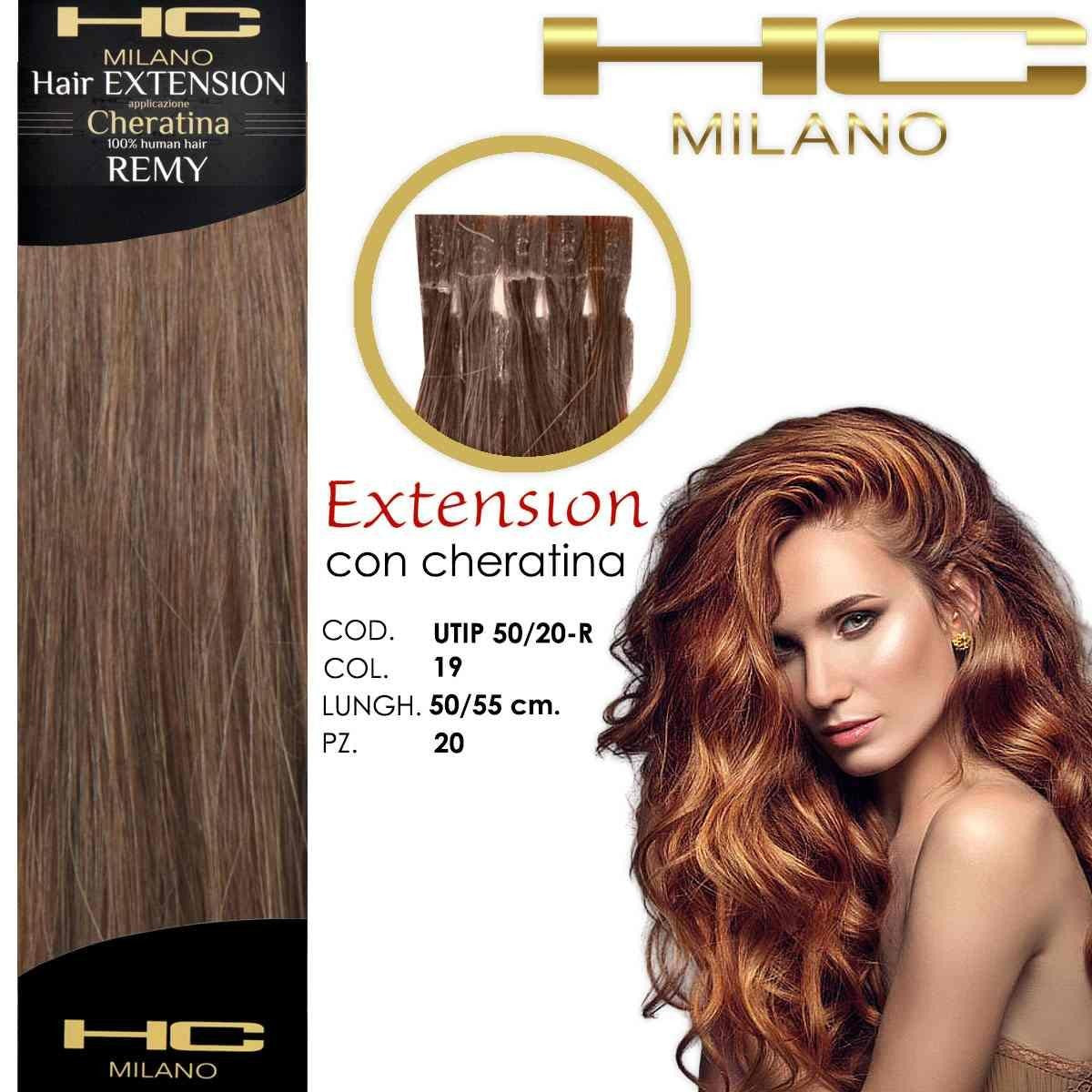 Hc Milano Remy-keratiinihiuspidennys 50/55 cm 20 kappaletta Väri 19 Vaalea blondi Ec 8,00