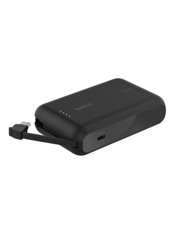 Belkin BoostCharge power bank - with integrated cable - 24 pin USB-C - 20 Watt - 10000 mAh