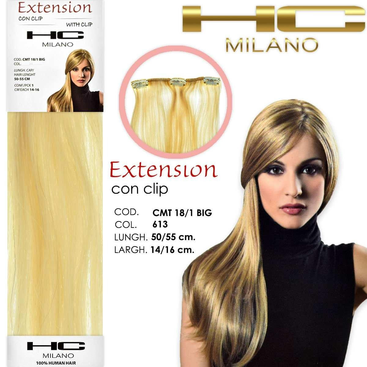Hc milano pidennys 3 remy klipsiä leveys 14-16cm pituus 50cm col.613 extra light blond 10.0