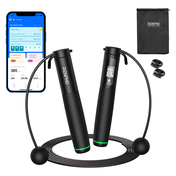 Renpho Smart Jump Rope 2in1 musta Schwarz R-Q008 RQ008 (R-Q008)