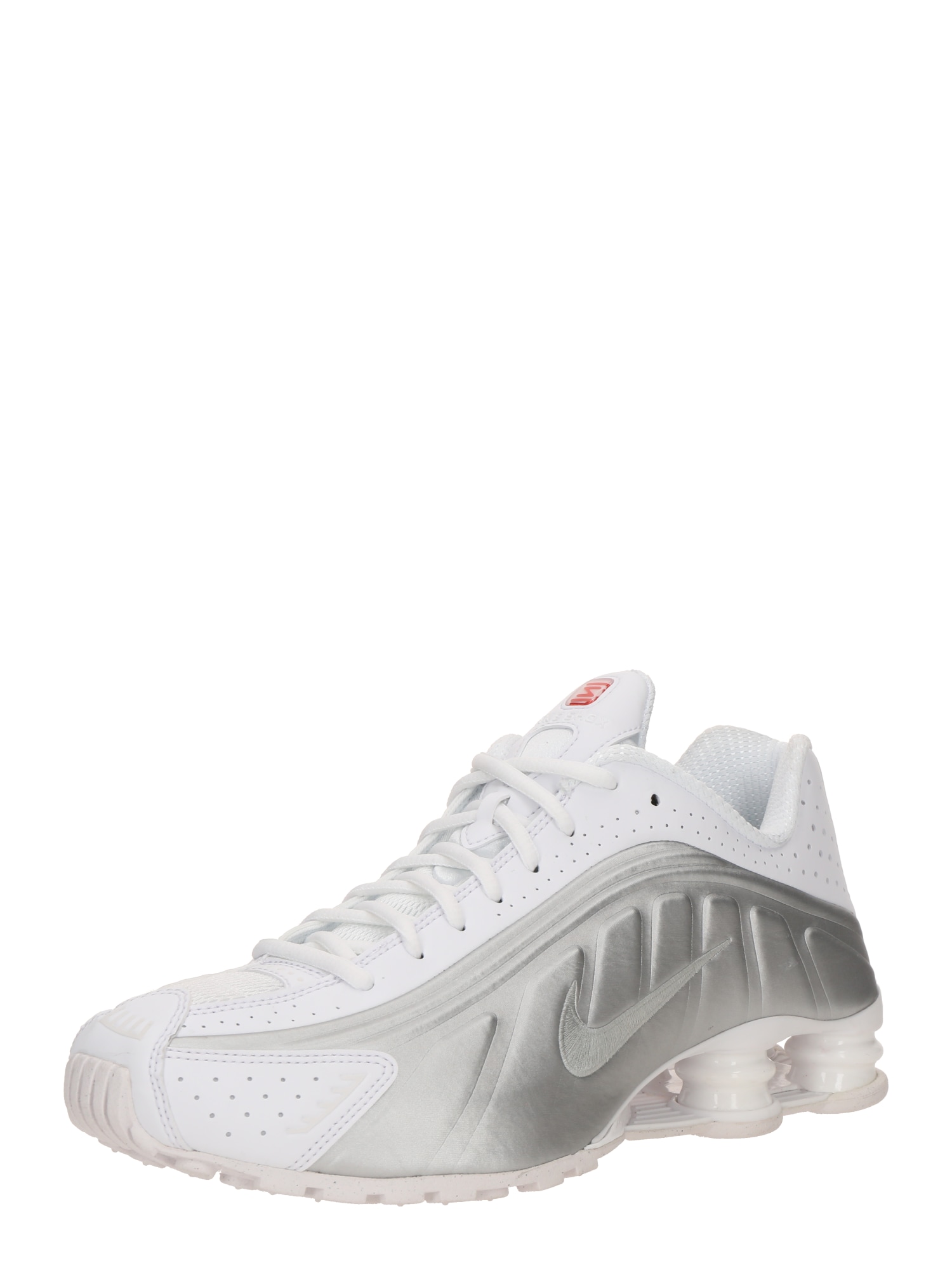 Nike Sportswear Matalavartiset tennarit 'SHOX R4' hopea / valkoinen
