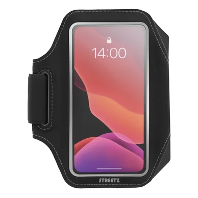 STREETZ Slim Sports Armband for up to 6.5 Smartphones Reflectors - Black