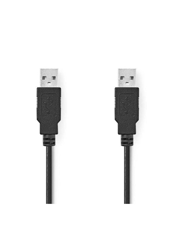 Nedis USB kaapeli | USB 2.0 | USB-A Uros | USB-A Uros | 18 W | 480 Mbps | Niklattu | 3.00 m | Pyöreä | PVC | Musta | Label