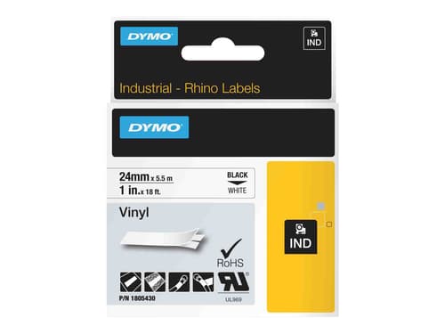 DYMO Rhino Professional, 24mm, merkkausteippi, must.teksti val. teippi