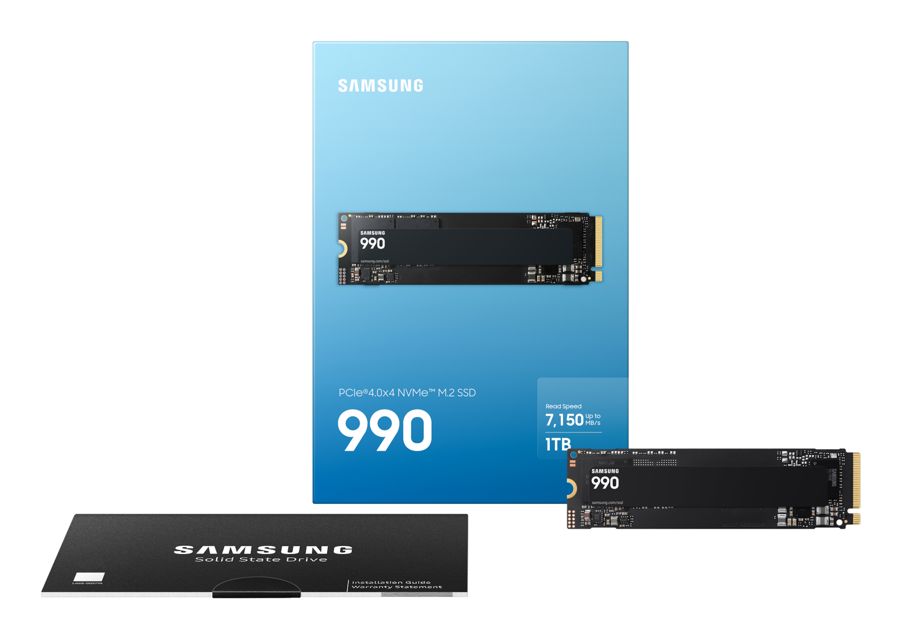 Samsung 990 1 Tt PCIe 4.0 x4 (NVMe) -ulkoinen SSD, laitteistosalaus, musta