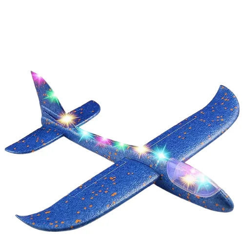 Sininen Styroksinen Liitolentokone LED-Valoilla 47 cm