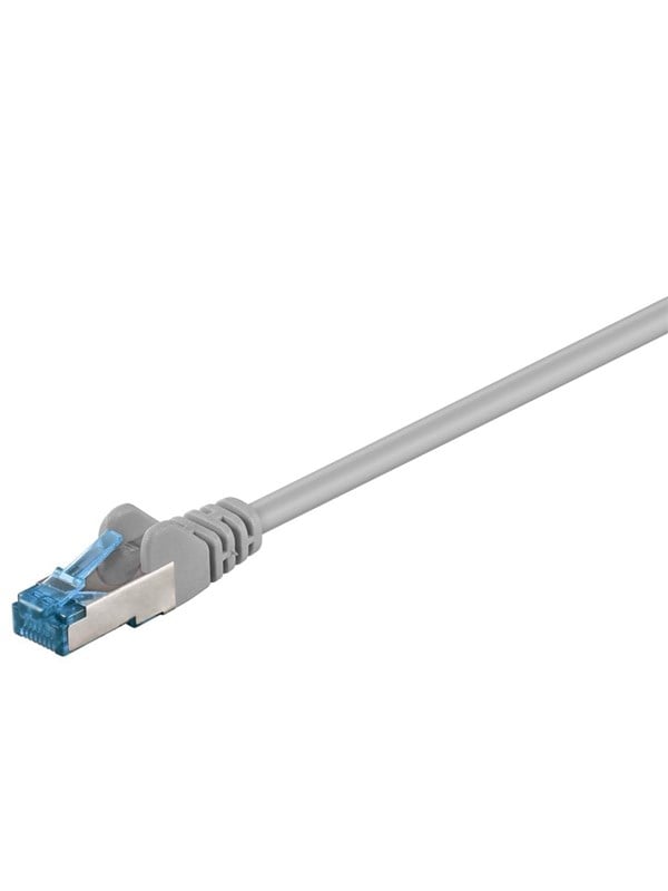 Goobay Patchkabel CAT 6A, S/FTP (PiMF), grå, 3 m opparledare (CU), halogenfri kabelhölje (LSZH)