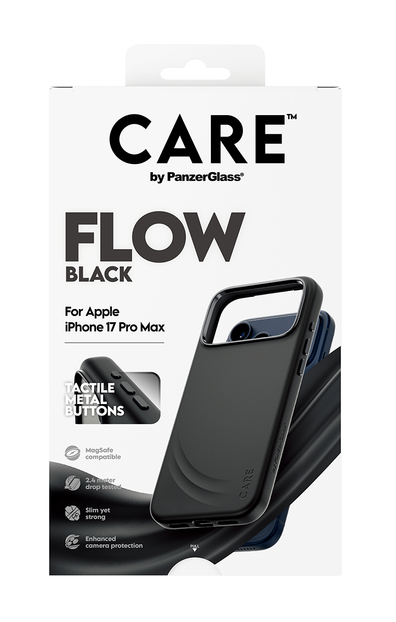 PanzerGlass CARE™ by ® Flow Case Black w. MagSafe iPhone 17 Pro Max, Suojus, Apple, Apple - iPhone 17 Pro Max, musta