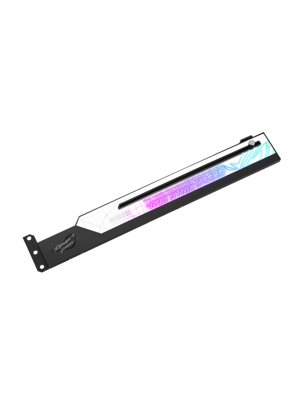 ASUS ROG Strix Graphics Card Holder, Universaali, Grafiikkakortin pidike, Musta, Harmaa, Monivärinen, 3-pin Addressable RGB Lighting, 330 mm