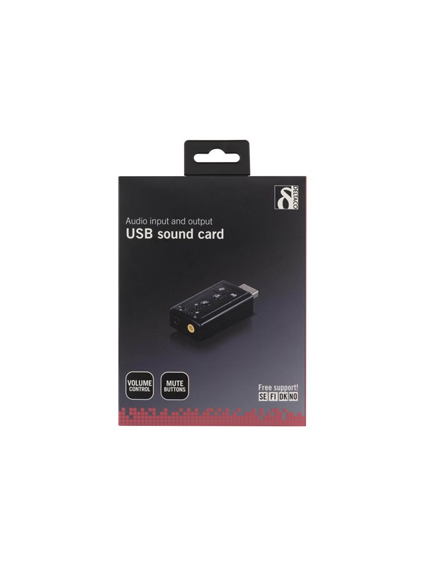 DELTACO äänikortti USB-väylään, 7.1, 2x3,5mm n, äänensäätö