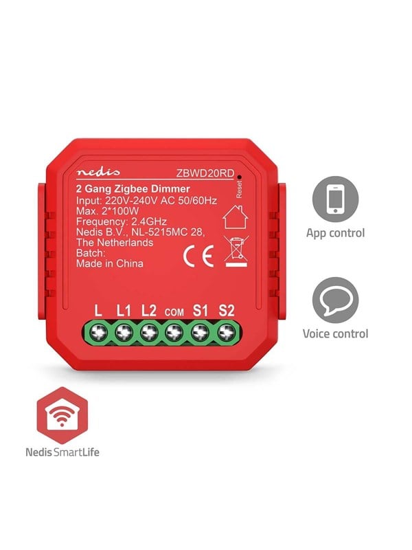 Nedis SmartLife-sisäänrakennettu Moduuli | Zigbee 3.0 | Double Triac Dimmer | 2 x 100 W | Terminaaliliitin | Sovellus saatavana kohteeseen: AndroidTM / IOS